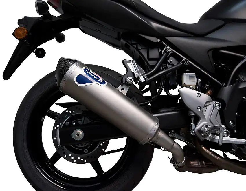 Terminale di scarico Termignoni omologato in acciaio inox con fondello in carbonio per Suzuki SV 650 N 16-19