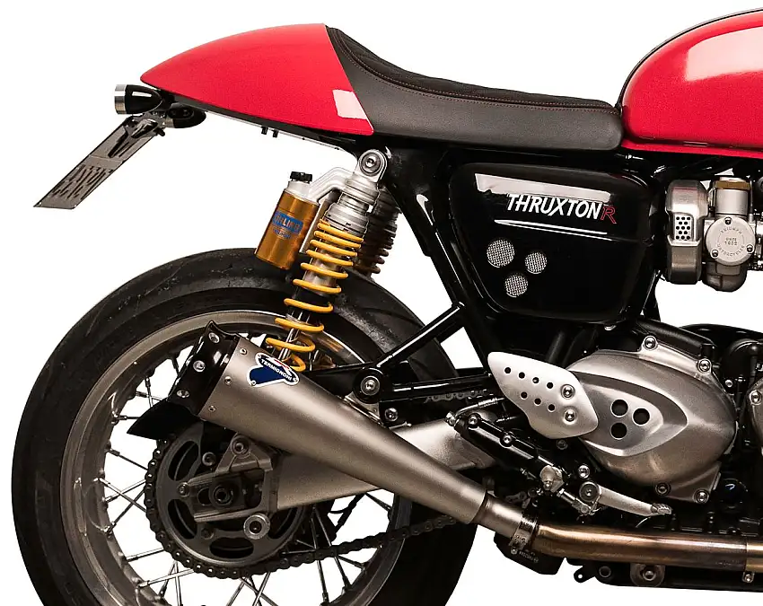 Terminali di scarico Termignoni omologati in acciaio inox per Triumph Thruxton 1200 16-20 (Coppia)