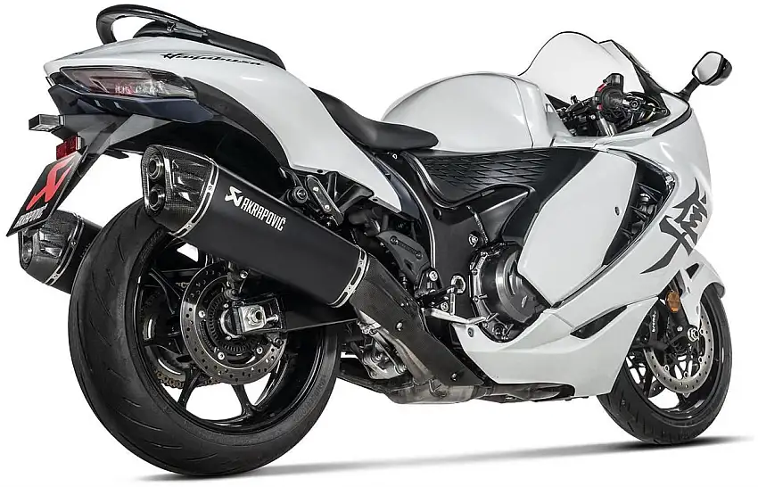 Terminali di scarico Akrapovic omologati in titanio foderati neri per Suzuki GSX-R 1300 Hayabusa 21-25