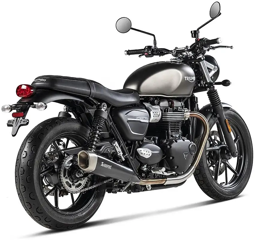 Terminali di scarico Akrapovic omologati in titanio foderati neri per Triumph Street Twin 900 16-20