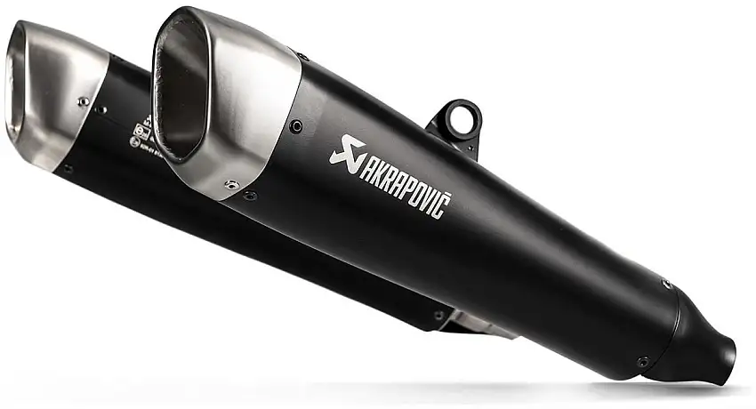 Terminali di scarico Akrapovic omologati in titanio foderati neri per Triumph Thruxton 1200 16-20 (Coppia)