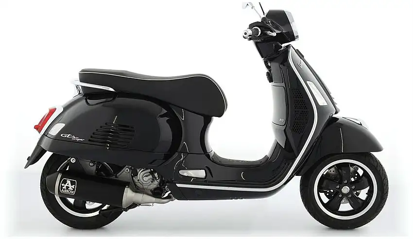 Terminale di scarico Arrow Urban alluminio Dark con fondello Dark omologato per piaggio vespa gts 300 hpe 21-24