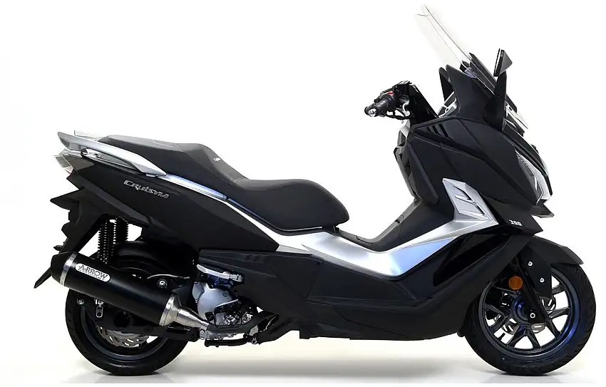 Terminale di scarico Arrow Urban alluminio Dark con fondello Dark omologato per sym cruisym 300 17-20