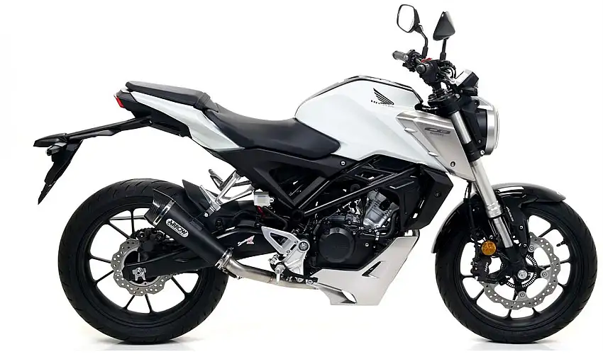 Terminale di scarico Arrow X-Kone Dark omologato per Honda CB 125 R 18-20