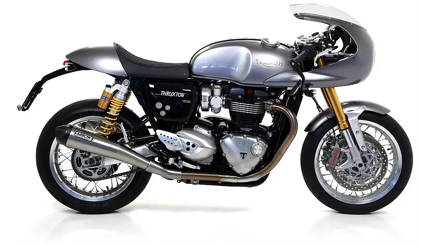 Terminali di scarico Arrow Pro-Racing nichrom (Dx+Sx) con fondello carby omologato per Triumph Thruxton 1200 16-20