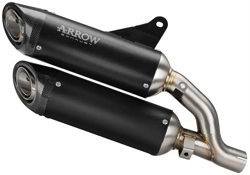 Terminali di scarico Arrow Round-Sil in titanio Dark (sup.+ inf.) con fondello carby omologato per Ducati Monster 937 ABS 21-24