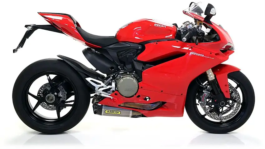 Terminali di scarico Arrow Works titanio (Dx+Sx) con fondello carby omologato per Ducati 1299 Panigale 15-16